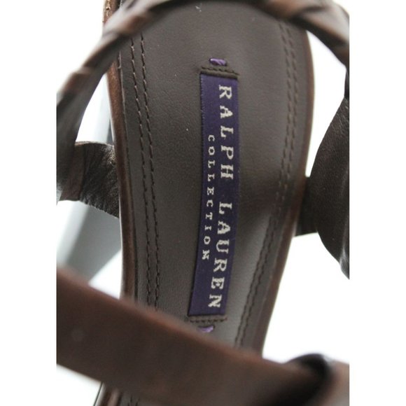 Ralph Lauren Collection Purple Label T-Strap Heels Size 10.5 Brown Leather - Picture 9 of 9